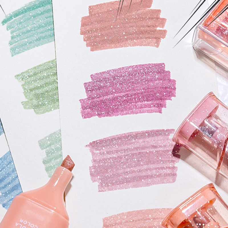 Highlighter Set Pastel - ปากกาเน้นข้อความแบบแวววาว, ความกว้างของเส้นที่ยืดหยุ่นและหมึกน้ําป้องกันรอยเปื้อนสําหรับการจดบันทึกแบบประกายแวววาว, ผู้วางแผน, การเขียนบันทึกพระคัมภีร์