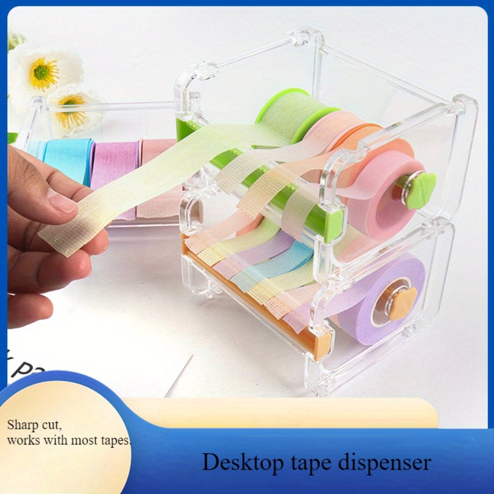 Washi Tape Set - เครื่องตัดเทปกาวอเนกประสงค์แบบพกพา พร้อมที่ใส่โปร่งใสสำหรับงานประดิษฐ์ สมุดภาพ และอุปกรณ์การเรียน